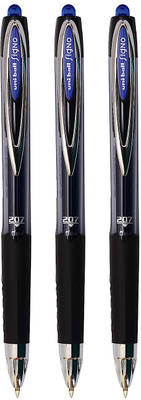 uni-ball Signo UMN-207 0.7 mm Retractable Gel Pen | Waterproof & Smooth Flow Ink Gel Pen(Pack of 3, Ink Color - Blue)
