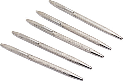 Ledos Set Of 5 Falcon Sleek Steel Ball Pen(Pack of 5, Ink Color - Blue Refill)