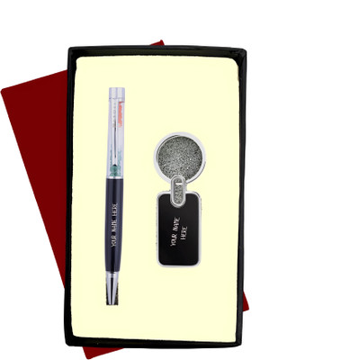 K K CROSI Name Print Combo in Metal Pen & Keychain Gift Set – Ideal for Birthdays & More Ball Pen(Ink Color - Blue)