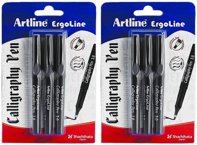 Artline Ergoline Water Based Calligraphy Pen Set | Blue | Pack of 6 | Calligraphy(Pack of 6, Ink Color - Blue)