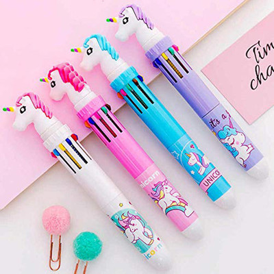 BONZEAL 10 in 1 Unicorn Ball Pen(Pack of 4, Ink Color - Multicolor)