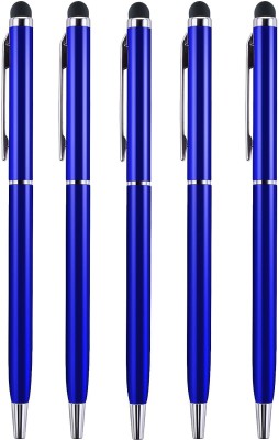 K K CROSI Sleek Design Pack of 5pcs Blue Colour Metal Pen with Stylus for Touch Screen Multi-function Pen(Pack of 5, Blue Ink)
