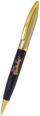 UJJi Happy Birthday Gifts Half Satin Colour Pen with Golden Part Ball Pen(Ink Color - Blue )