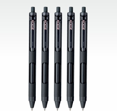 FLAIR Zoox Minimalistic Design Rubberised Body F7 0.7 mm Retractable Mechanism Roller Gel Pen(Pack of 5, Ink Color - Black)