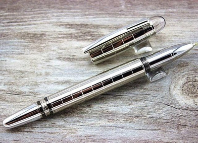 Montblanc New Silver Checkered Montblanc Starwalker Rollerball / Fineliner Pen Roller Ball Pen(Ink Color - Black)