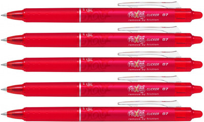 PILOT Frixion Roller Ball Pen(Pack of 5, Ink Color - Red)