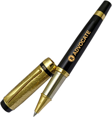 UJJi Advocate Logo Carved Deisgn Golden Color Cap Brass Body Metal Roller Ball Pen(Ink Color - Blue )