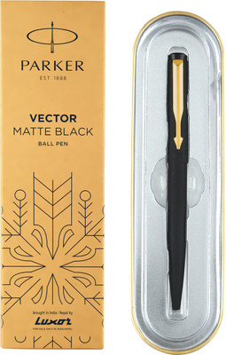 PARKER Vector Matte Black, Gold Trim Ball Pen(Ink Color - Blue)