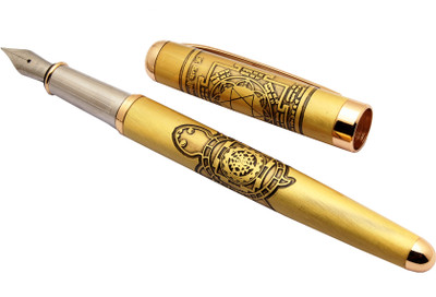 Ledos Goddess Of Wealth Laxmi Yantra Special Edition Golden Antique Look Fountain Pen(Ink Color - Blue)