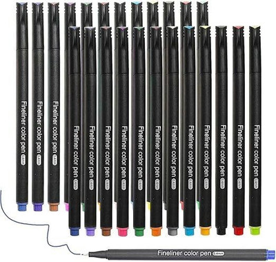 KRAFTMASTERS Set of 12 Fineliners, 0.4 mm Tips Fine Point Markers Fineliner Pen(Ink Color - Multicolor)
