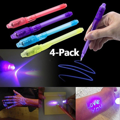 Crazyy Shop Invisible Ink Magic Pen Digital Pen(Pack of 4, Ink Color - Invisible)