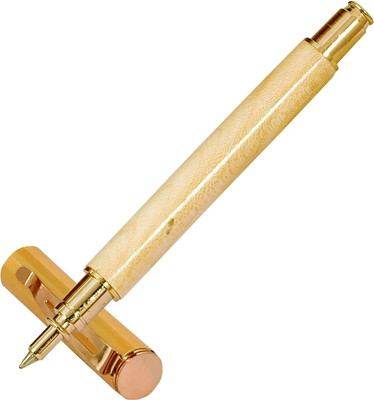 Krink Trendy R051 Wooden Roller Pen with Golden cap Fitted with Germany Made Refill Roller Ball Pen(Ink Color - Blue)