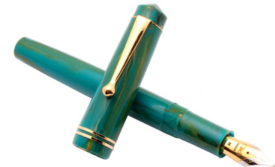 Ledos Click Aristocrat Gold Edition Teal Blue Marble Medium Nib Fountain Pen(Ink Color - converter system)