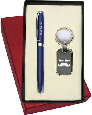 UJJi Bst Bro Printed Matte Finish Blue Colour Ballpen and Key Chain Pen Gift Set(Pack of 2, Ink Color - Blue )