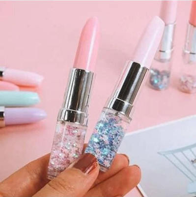 BM ENTERPRISES Glitter Lipstick Pen Gel Pen Makeup Artist Pen for Kids Beauty multicolor Pen Gift Set(Pack of 2, Ink Color - Blue)