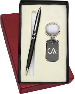 UJJi CA Logo 2in1 Set with Slim Design Black Ball Pen and Keychain Pen Gift Set(Pack of 2, Blue Ink)