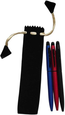 TLE Smart Writing Pack of Three Pens With Rubber Scrolling Tip Ball Pen(Pack of 3, Ink Color - Blue)