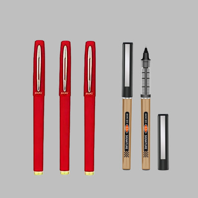 Baoke 0.7mm Red Gel pen pack Of 3pcs+2pcs 0.5mm Signature Pen Black Ink Free Gel Pen(Pack of 3, Ink Color - Red)