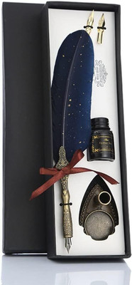 JANCOM Duck Dip Feather Pen Set Calligraphy Pen Set Writing Quill Ink Dip Pen Calligraphy(Ink Color - Multicolor)
