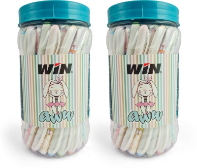 Win Aww 100Pcs Blue Ink Jar|Cute & Stylish Design Body|0.7 mm tip|Smooth Writing Ball Pen(Pack of 100, Blue)