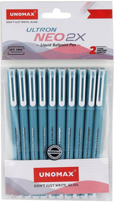 UNOMAX ULTRON NEO 2X | LIQUID BALLPOINT PEN | INK - BLUE | 10 PENS | Ball Pen(Pack of 10, Ink Color - Blue)