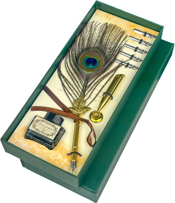 Submarine 4003 Peacock Feather Pen Set for Calligraphy(Pack of 8, Ink Color - Black)