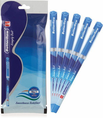 Cello Butterflow Simply Ball Pen(Pack of 5, Ink Color - Blue)