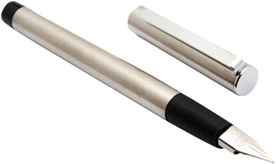 Schmidt Jinhao 65 Stainless Steel Body Fountain Pen Fine Nib & Converter Fountain Pen(Ink Color - Black)