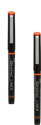 OHTO Graphic Liner Needle Point-005/10 Artist Supplies Archival Inking Roller Ball Pen(Pack of 2, Black)