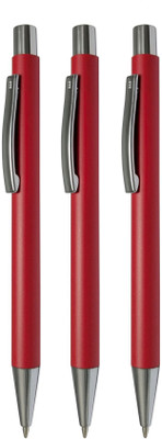 UJJi Click Mechanism Matte Red Colour Ball Pen(Pack of 3, Ink Color - Blue )