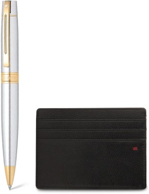 SHEAFFER Gift 300 Bright Chrome Ball Pen With Table Clock Combo Pen Gift Set(Pack of 2, Black)