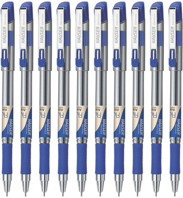 HAUSER Fluidic Ball Pen Box Pack |0.55 mm| German Ink Technology With Soft Rubber Grip Ball Pen(Pack of 20, Ink Color - Blue)