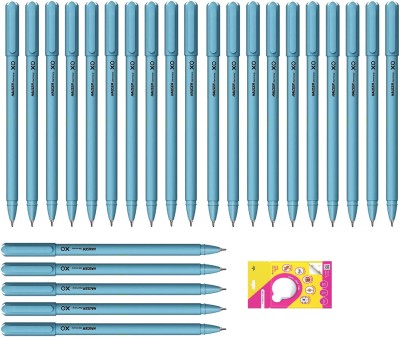 HAUSER XO Ball Pen Box Pack | Tip Size 0.6 mm With Glue Drops Ball Pen(Pack of 25, Ink Color - Blue)