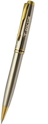 UJJi Doctor Logo Dull Chrome Platted with Golden Part Ball Pen(Ink Color - Blue )