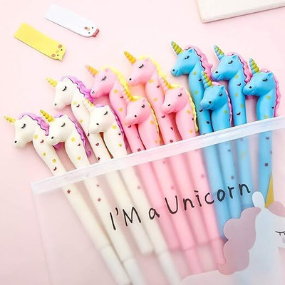 Z-Plus Unicorn Pen Stationery Pen Gift Set(Pack of 8, Ink Color - Blue)