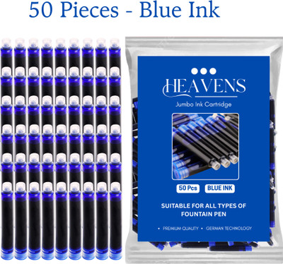 Heavens Fountain Pen Ink Cartridge(Pack of 50, Ink Color - Blue)