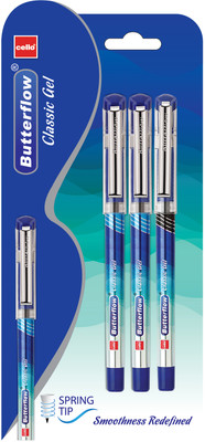 Cello Butterflow Classic Gel Pen(Pack of 3, Ink Color - Multicolor)