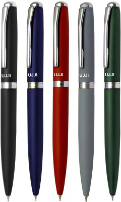 UJJi Multi Colour Body Pack of 5 Metal Ball Pen(Pack of 5, Ink Color - Blue )