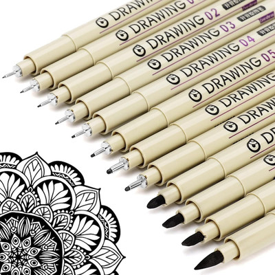 Dwiti Enterprise Solid Body Type Fineliner Pen(Pack of 12, Ink Color - Black)