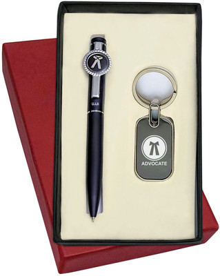 UJJi 2in1 Advocate Logo Engraved Keyring & Ball Pen Combo Keychain and Pen Gift Set(Pack of 2, Ink Color - Blue )