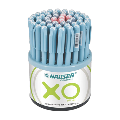HAUSER XO 0.6 mm Tumbler | Sleek Body & Minimalistic Design | Smooth Writing Ball Pen(Pack of 50, Ink Color - Blue, Black & Red)