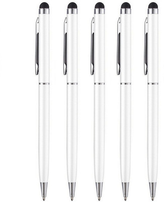 UJJi White Body Sleek Design Metal Ball Pen(Pack of 5, Ink Color - Blue )