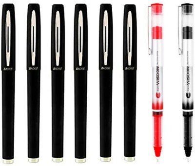 Baoke 1.0mm Black Ink Smooth Gel pen pack 6pcs+2pcs 0.5mm Red/Black Signature Pen Free Gel Pen(Pack of 6, Black)
