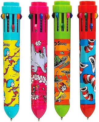 CRAZYGOL Colour Ball Pen(Pack of 5, Ink Color - Multicolor, Multicolor 10 in One Colour Ballpoint Pen with Cartoon Character 0.7)