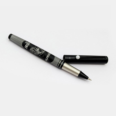 UJJi Aquarius (Kumbh) Designed Black Aluminum Metal (Blue Ink) Roller Ball Pen(Ink Color - Blue)