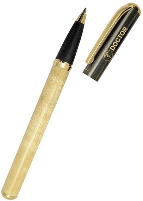 UJJi Doctor Logo Pen inMagnetic Cap real wood body with Gold Part Roller Ball Pen(Ink Color - Blue)