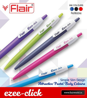 FLAIR Ezee Click Blue by THE MARK Ball Pen(Pack of 40, Ink Color - Blue)