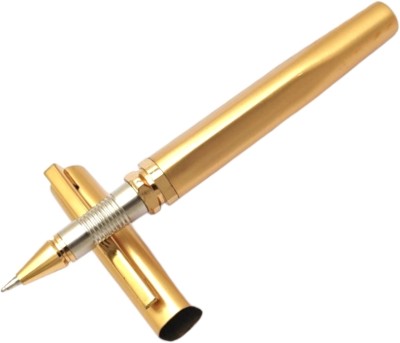 Lestylo 7020 Premium Designer Gold Plated Fine Nib Comfortable Grip Metal Body Roller Ball Pen(Blue)