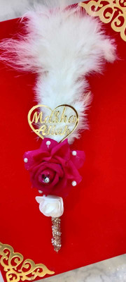 Qubool hai Iconic Pen For Nikah red rose with gold plated for bride and groom Ball Pen(Ink Color - Blue)