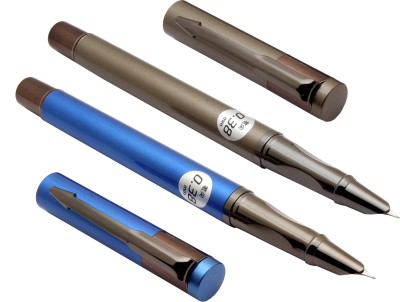 Ledos Set Of 2 Luoshi 3568 Blue & Gray Body Fine Nib Gunmetal trims Fountain Pen(Pack of 2, Converter System)